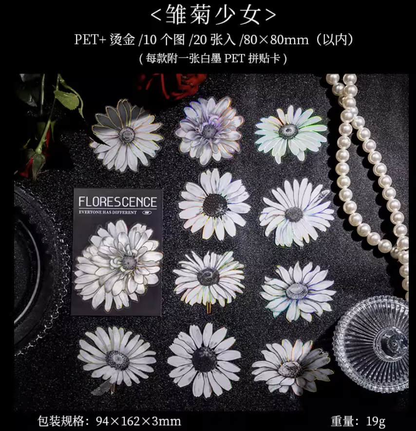 Black Night Flower Series Stickers